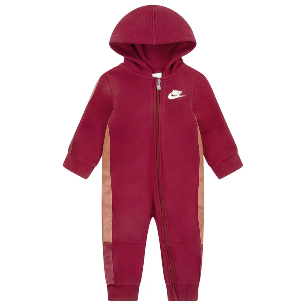 Nike Infants Swoosh Tape Hooded Coverall in Red