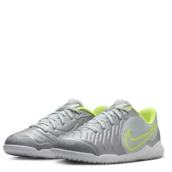 Nike Jr. Tiempo Legend 10 Academy Little Big Kids Indoor Court Low Top Football Shoes in Silver