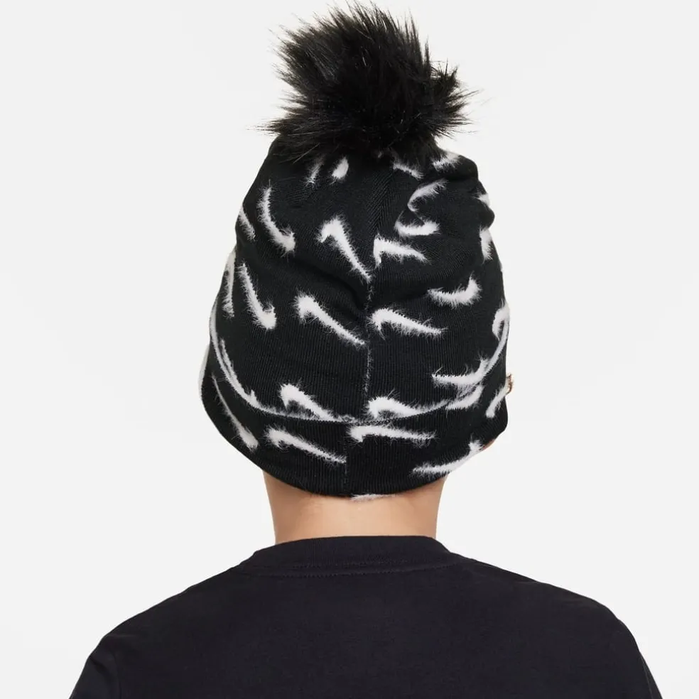 Nike Junior Peak Pom Beanie in Black