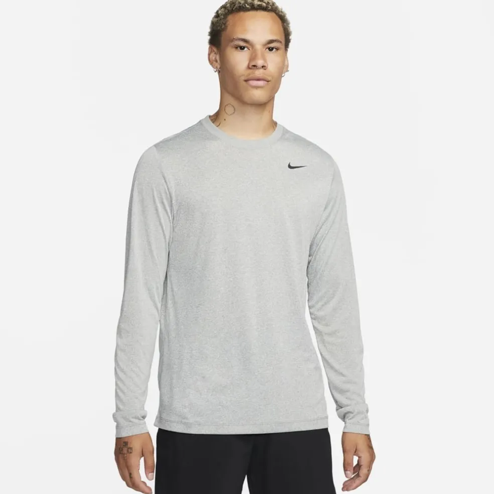 Nike Legend Long Sleeve Crew Neck T-Shirt in Grey