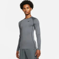 Nike Mens Pro Dri Fit Tight Fit Long Sleeve Top in Grey