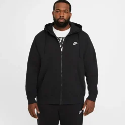 Nike Mens Sportswear Club Fleece Full Zip Hoodie in Black