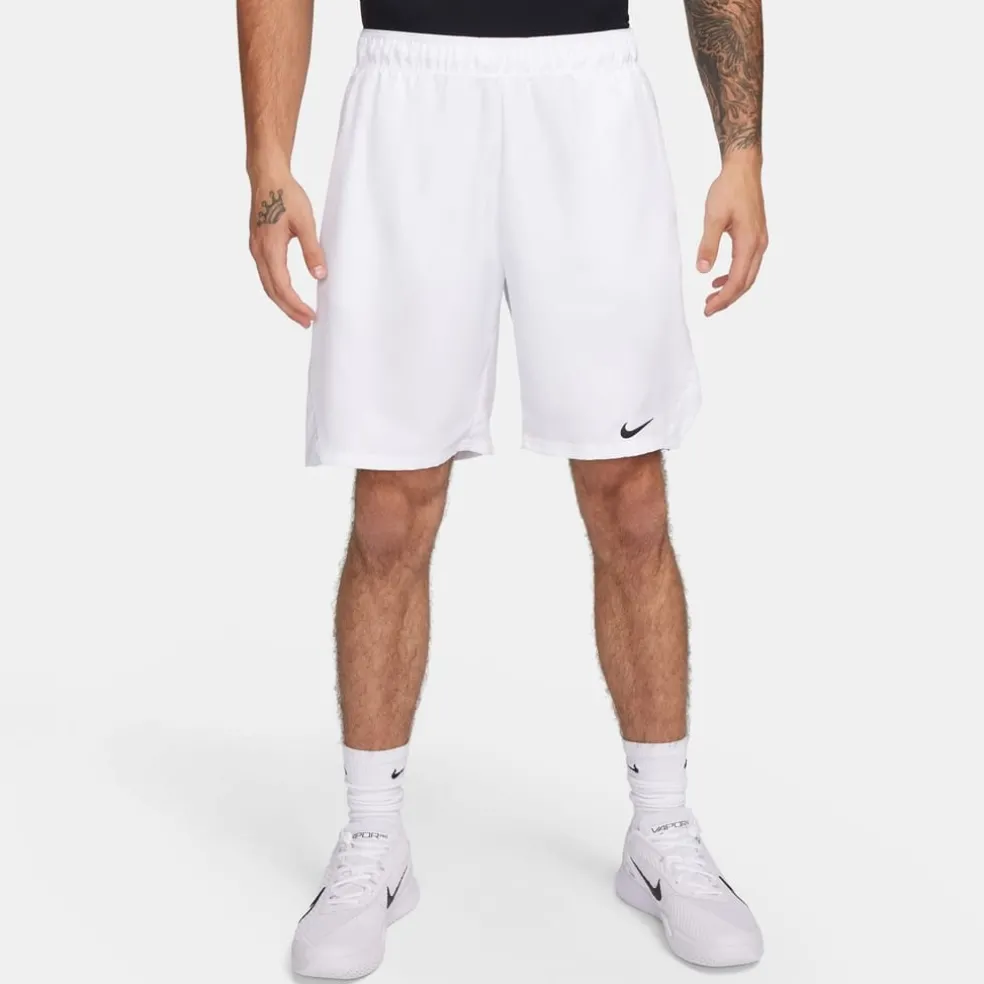 Nike Mens Victory Dri Fit 9 Tennis Shorts in White