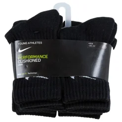 Nike 6pk Dri Fit Crew Sock Childs in Black