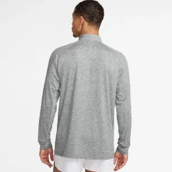 Nike Stride Zip Neck Regular Fit T-Shirt in Grey