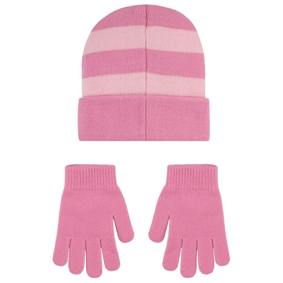 Nike Stripe Beanie Set Juniors in Pink