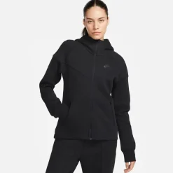 Nike Tech Hooded Long Sleeve Sweatshirt in Black