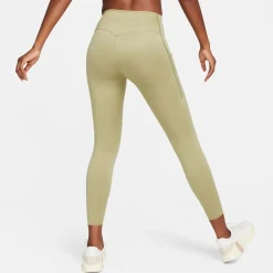 Nike Womens Dri Fit Go Firm Support Mid Rise 7 8 Leggings With Pockets in Green