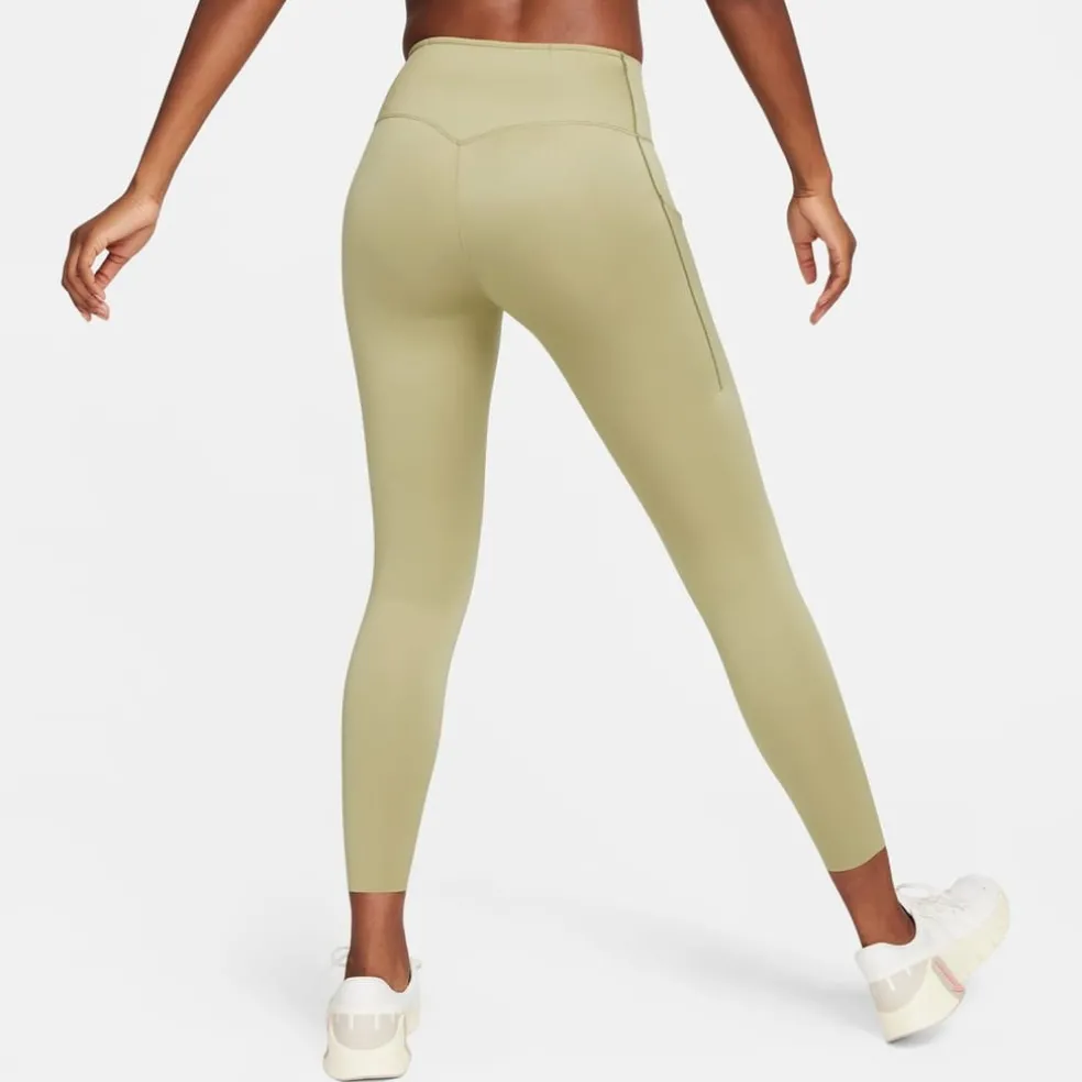 Nike Womens Dri Fit Go Firm Support Mid Rise 7 8 Leggings With Pockets in Green