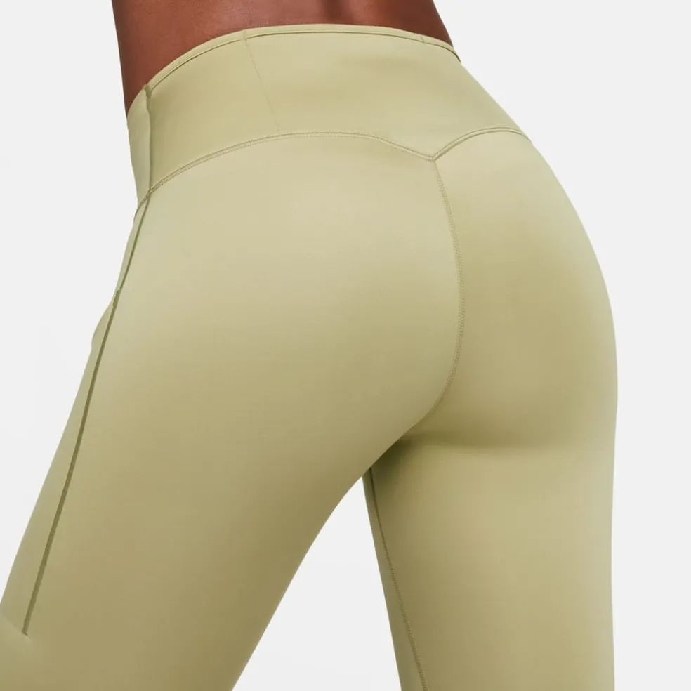 Nike Womens Dri Fit Go Firm Support Mid Rise 7 8 Leggings With Pockets in Green