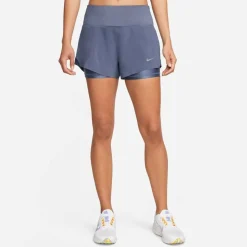 Nike Womens Dri Fit Swift Mid Rise 3 2 In 1 Shorts in Blue