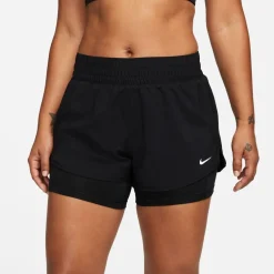 Nike Womens One Dri Fit Mid Rise 3 2 In 1 Shorts in Black