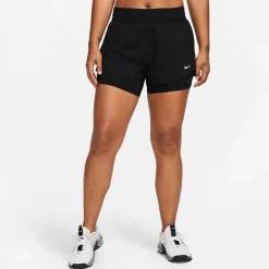 Nike Womens One Dri Fit Mid Rise 3 2 In 1 Shorts in Black