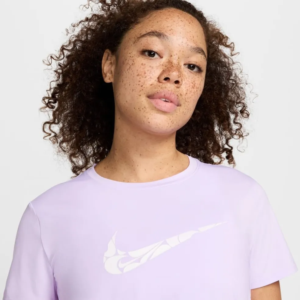Nike Womens One Swoosh Dri Fit Short Sleeve Running Top in Purple