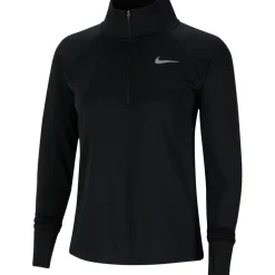 Nike Womens Pacer Long Sleeve 1 2 Zip Running Top in Black