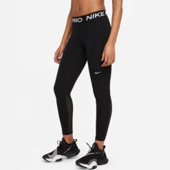 Nike Womens Pro Mid Rise Mesh Panelled Leggings in Black