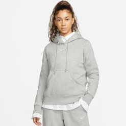 Nike Womens Sportswear Phoenix Fleece Pullover Hoodie in Grey