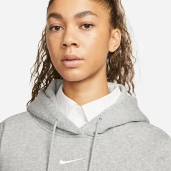 Nike Womens Sportswear Phoenix Fleece Pullover Hoodie in Grey