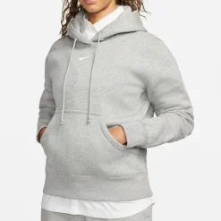 Nike Womens Sportswear Phoenix Fleece Pullover Hoodie in Grey