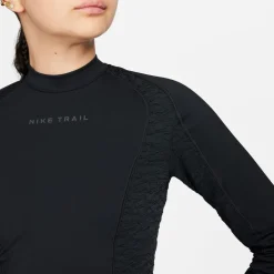 Nike Womens Trail Dri Fit Long Sleeve Running Top in Black