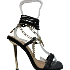 No Doubt Doub Leg Tie Sndl in Black