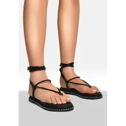 No Doubt Doub Toe Tie Sndl in Black