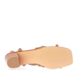 No Doubt Strappy Block Heel Sandals in Brown