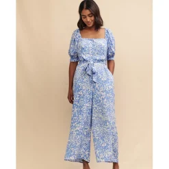 Nobodys Child Child Romily Square Neck Short Sleeve Jumpsuit in Blue