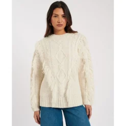 Nobodys Child Crew Neck Relaxed Fit Long Sleeve Sweater in Beige