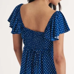 Nobodys Child Elise Polka Dot Mini Dress in Blue