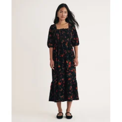 Nobodys Child Elsa Square Neck Midi Dress in Black