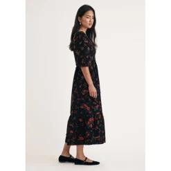 Nobodys Child Elsa Square Neck Midi Dress in Black