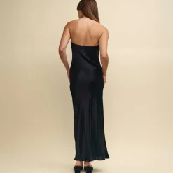 Nobodys Child Madeline Satin Bandeau Midi Dress in Blue