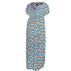 Nobodys Child Maternity V-Neck Maxi A-Line Dress in Multi