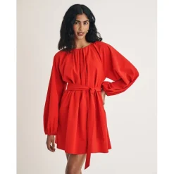 Nobodys Child Mayall Crew Neck Mini A-Line Dress in Red