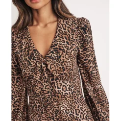 Nobodys Child Ottilie V-Neck Mini A-Line Dress in Multi