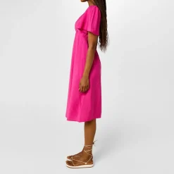 Nobodys Child Square Neck Midi A-Line Dress in Pink