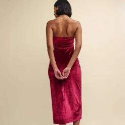 Nobodys Child Velvet Bandeau Dress in Red