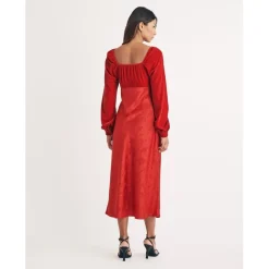 Nobodys Child Vicky Sweetheart Neck Midi Dress in Red