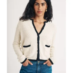 Nobodys Child V-Neck Regular Fit Long Sleeve Sweater in Cream