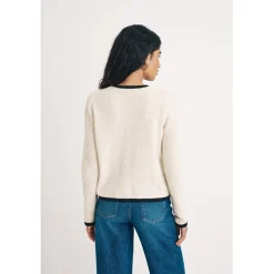 Nobodys Child V-Neck Regular Fit Long Sleeve Sweater in Cream