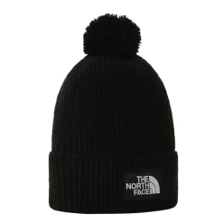 North Face Tnf Logo Box Pom Beanie Gardenia wh in Black
