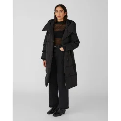 Object Louise Funnel Neck Relaxed Fit Coat in Black