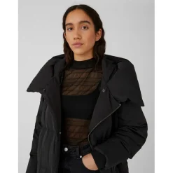 Object Louise Funnel Neck Relaxed Fit Coat in Black