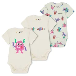 Off White 3 Pack Babygrows Babies in Multi