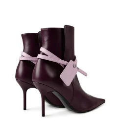 Off White Ankle Stiletto High Heel Boot in Brown