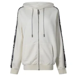 Off White Athl Lettering Hooded Relaxed Jacket in Cream
