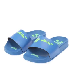 Off White Boys Pool Sliders in Blue green