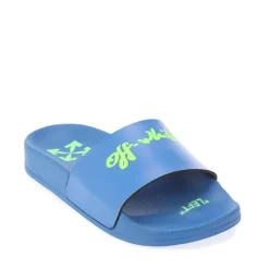 Off White Boys Pool Sliders in Blue green