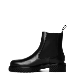 Off White Combat Chelsea Boots in Black